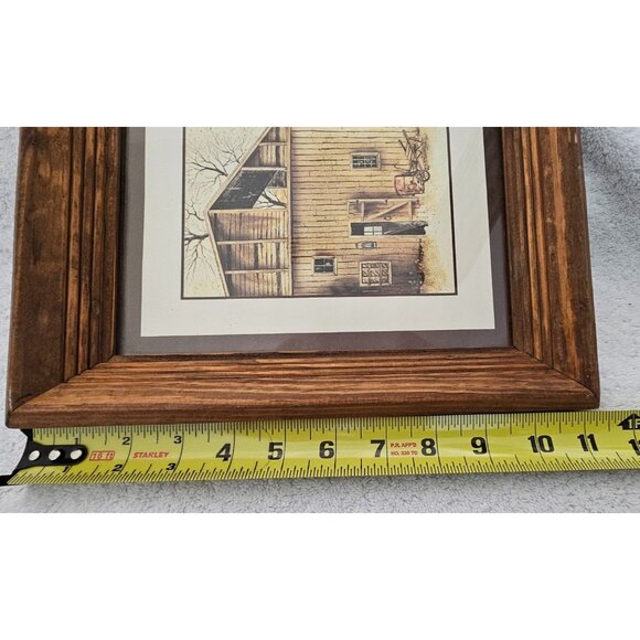 Vintage Robert Nidy Barn & Windmill Framed Print w/ Rustic Wooden Frame 8.5x10.5 - Picture 5 of 6